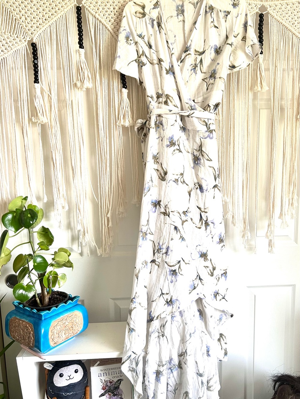 White Floral Wrap Dress